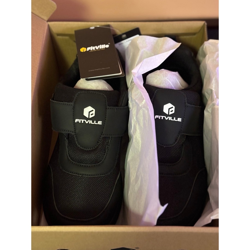 FitVille EasyTop StrapEase V4 Women 10.5 Extra Wide Jet Black Ortho Sneakers NIB